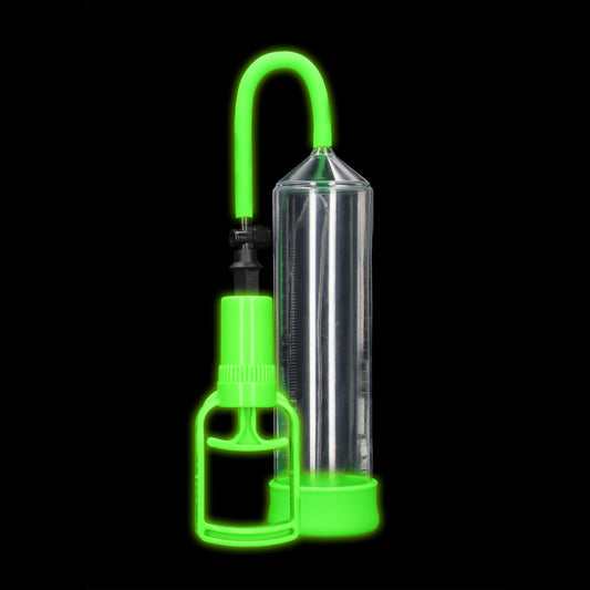 OUCH! Glow In The Dark Comfort Beginner Pump - Clear/Glow Penis Pump Green PUMPS