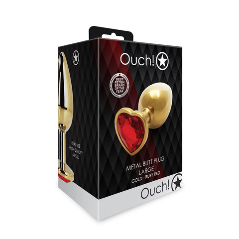 Ouch Heart Gem Gold Butt Plug Large > Anal Range > Jewel Butt Plugs