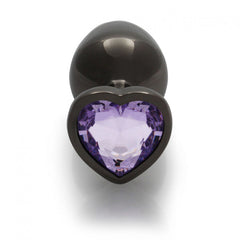 OUCH! Heart Gem Gunmetal Butt Plug - Medium