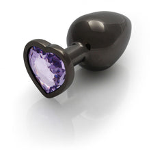 OUCH! Heart Gem Gunmetal Butt Plug - Medium