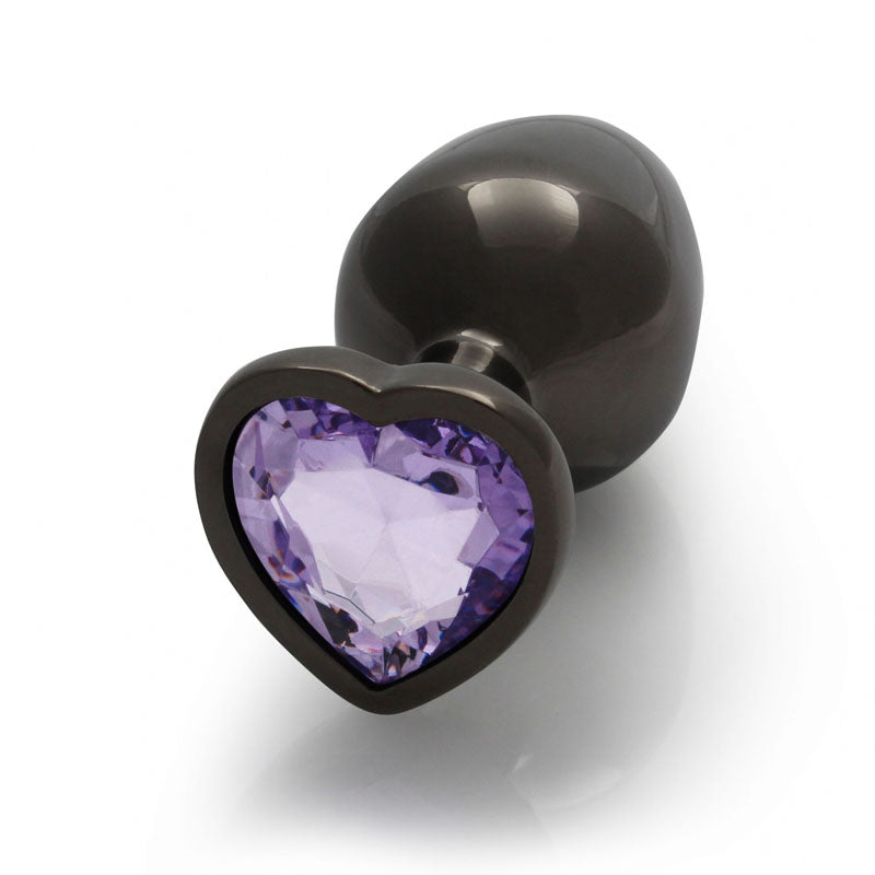 OUCH! Heart Gem Gunmetal Butt Plug - Medium