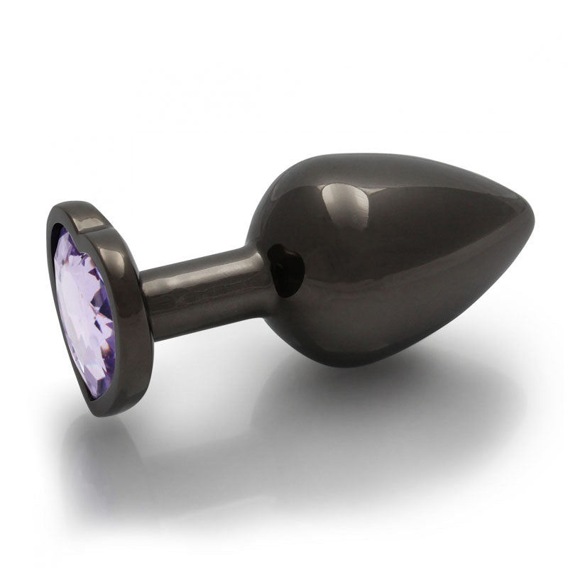 OUCH! Heart Gem Gunmetal Butt Plug - Medium