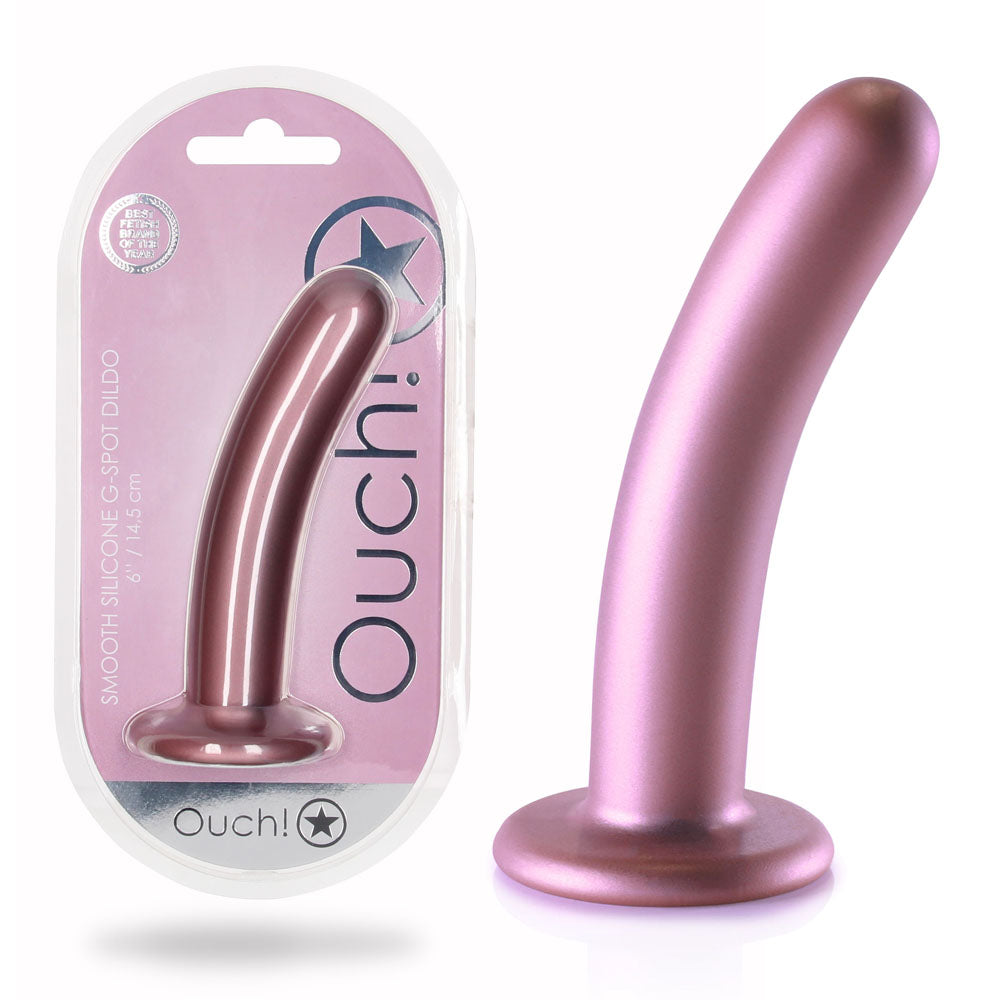 Ouch Smooth Silicone G Spot Dildo 6 Inch 14 5 Centimeter Rose Gold > Dildos > Neutral Dildos