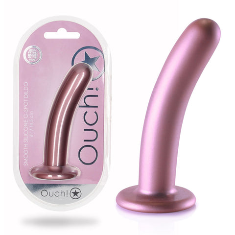 Ouch Smooth Silicone G Spot Dildo 6 Inch 14 5 Centimeter Rose Gold > Dildos > Neutral Dildos