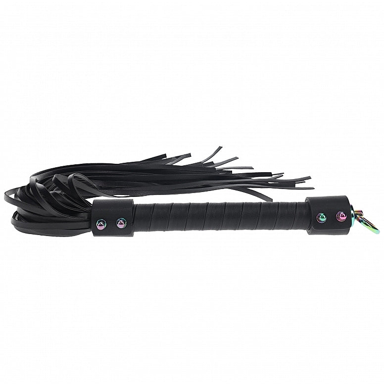 Ouch Venice Collection Flogger Black PU Leather with Iridescent Hardware Default Title > Bondage Gear > Whips & Floggers