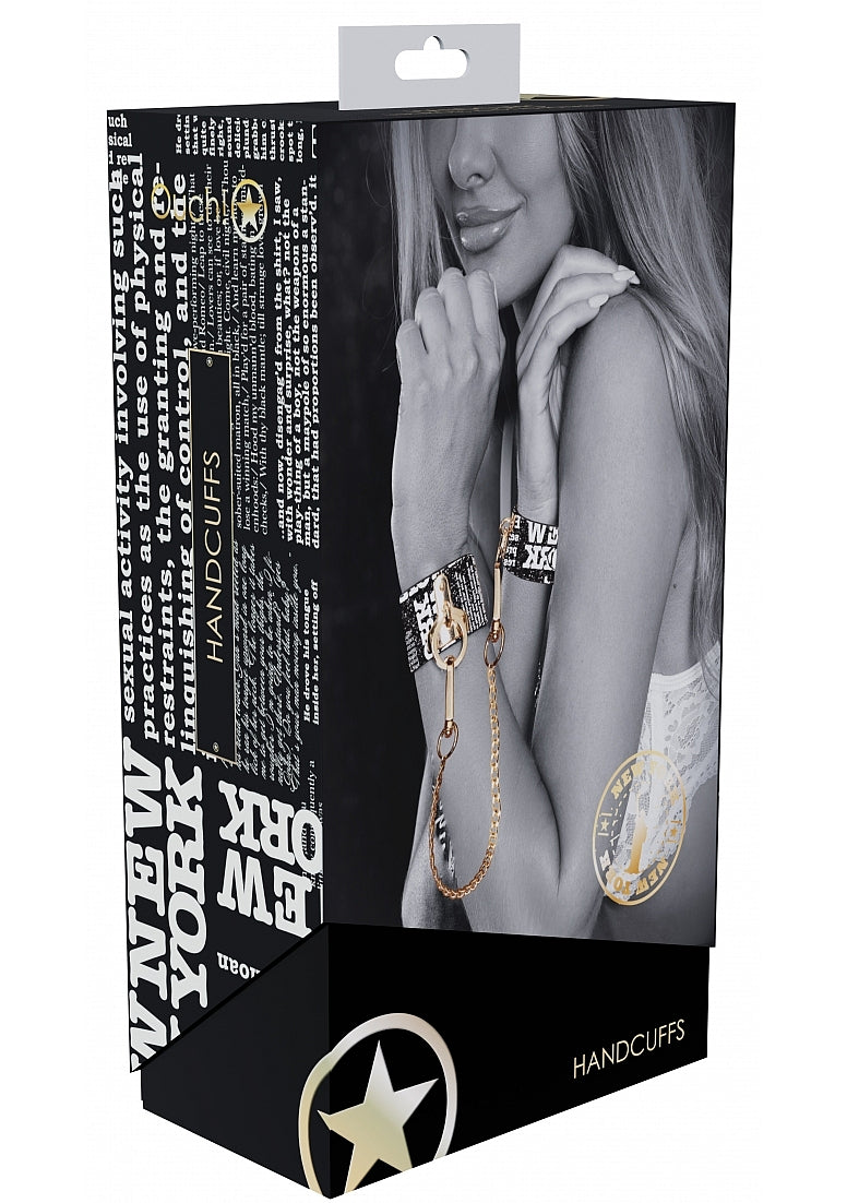 Ouch! NY Collection Handcuffs with Iridescent Hardware and Black PU Leather Secondary image