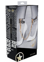 Ouch! NY Collection Adjustable PU Leather Leg Cuffs with Iridescent Hardware and Chain Default Title > Bondage Gear > Restraints