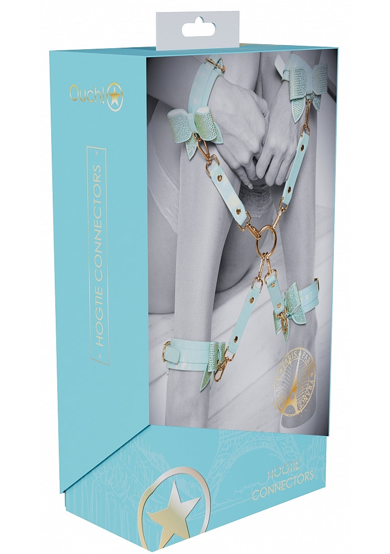 Ouch Paris Collection Hogtie Connectors in Iridescent Blue PU Leather Secondary image