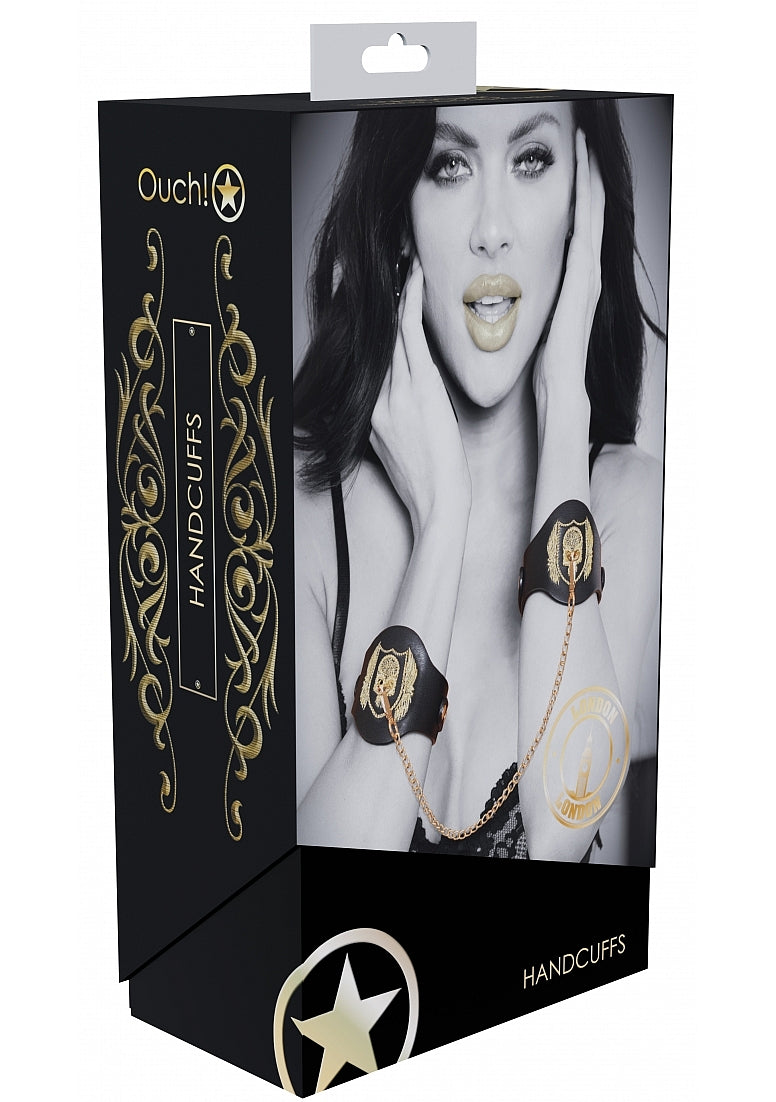 Ouch London Collection Handcuffs with Black PU Leather and Iridescent Hardware Default Title > Bondage Gear > Restraints