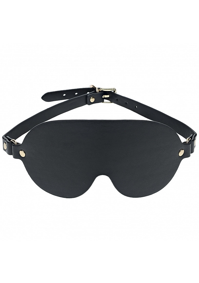Ouch London Collection Blindfold Black PU Leather with Iridescent Hardware Secondary image