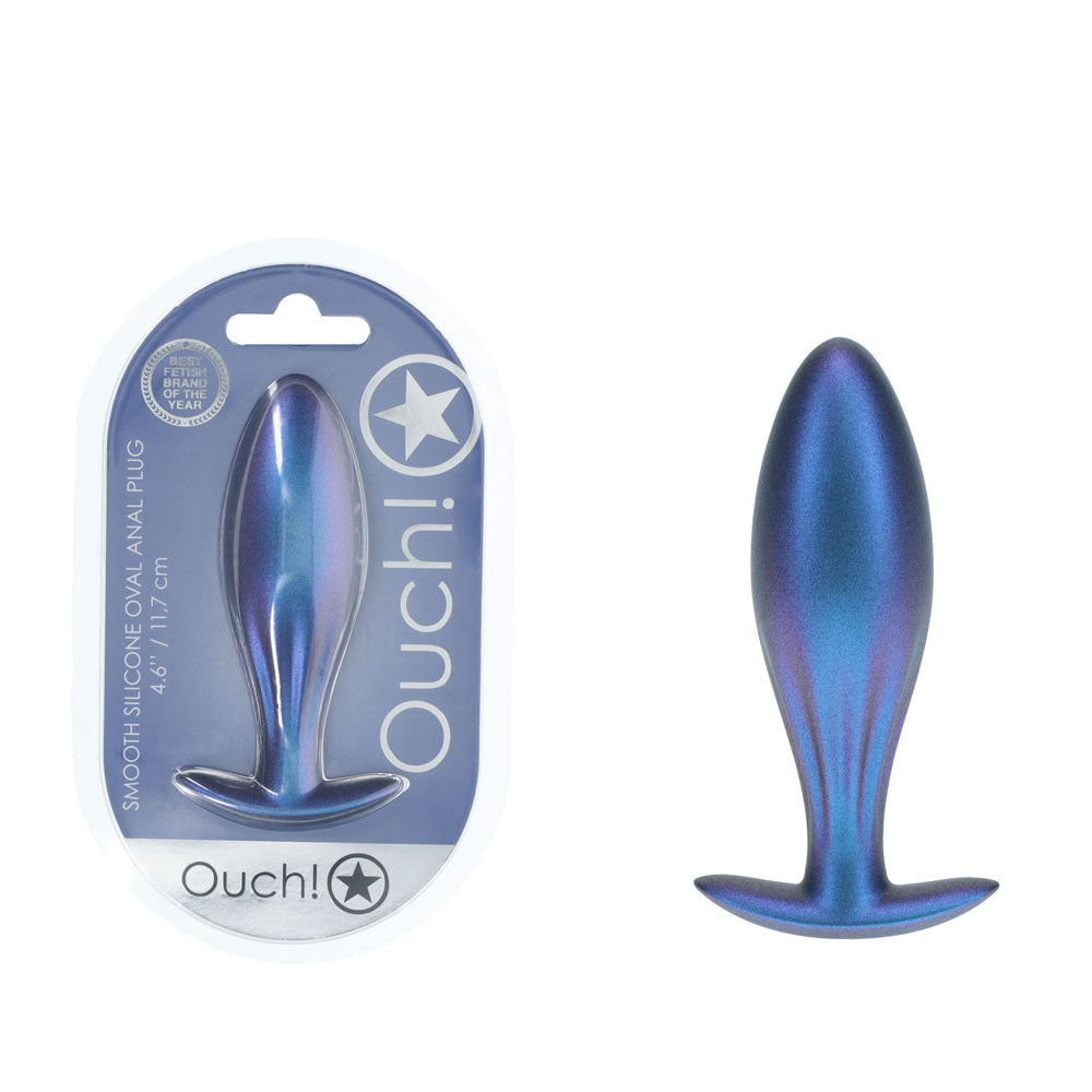 Ouch! Oval Anal Plug (Metallic Blue) 11.7 cm – Metallic Blue Butt Plug > Anal Range > Butt Plugs