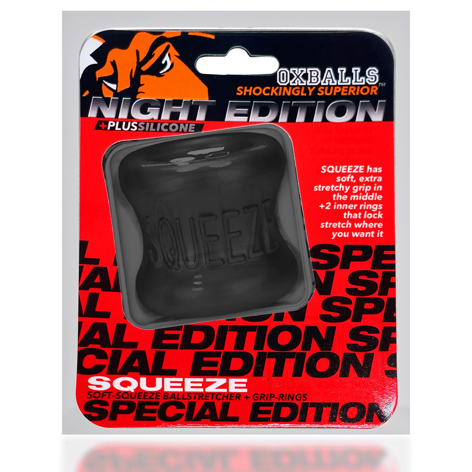 Oxballs Squeeze Ballstretcher Plus Silicone Special Edition Night Black Black Cockrings