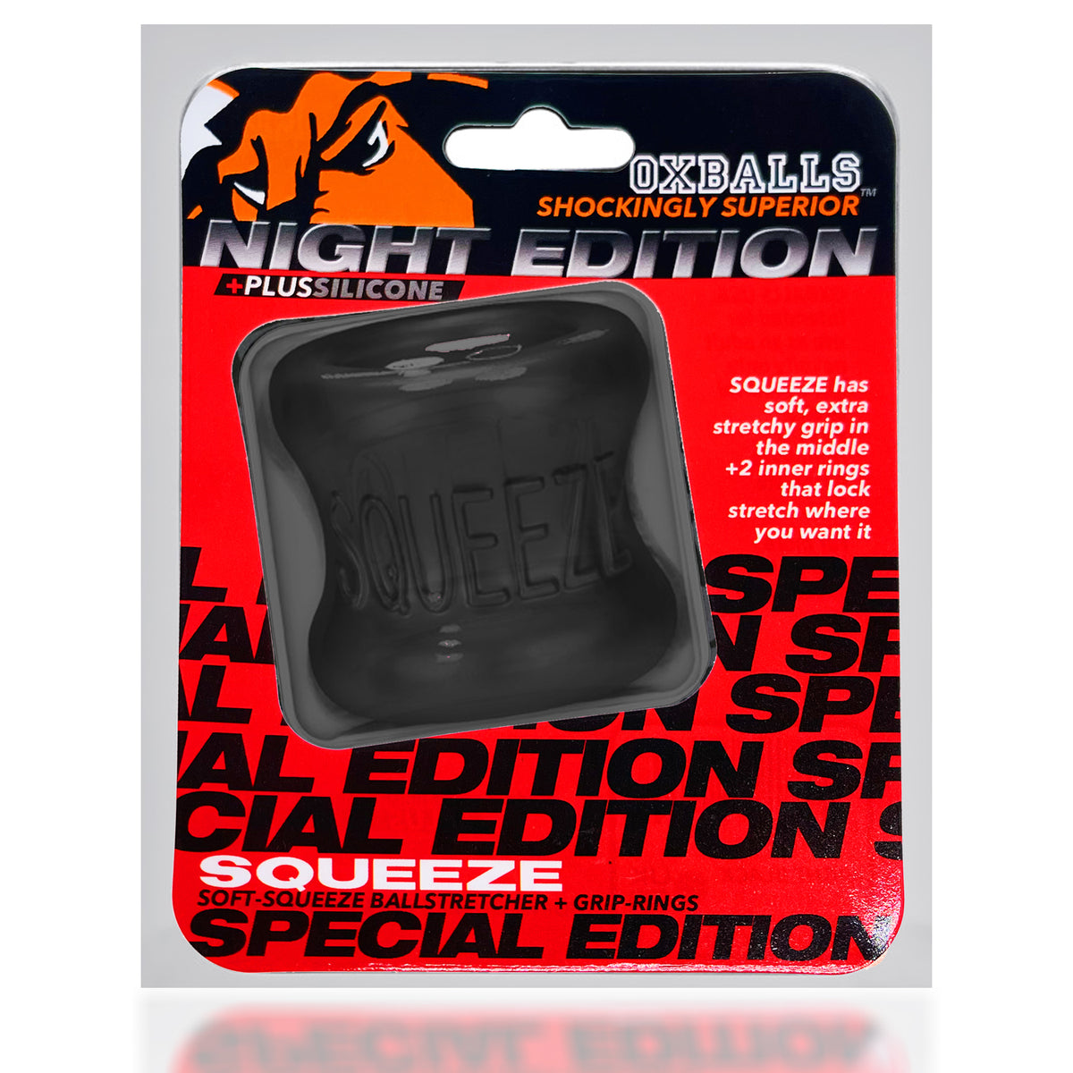 Oxballs Squeeze Ballstretcher Plus Silicone Special Edition Night Black Black Cockrings