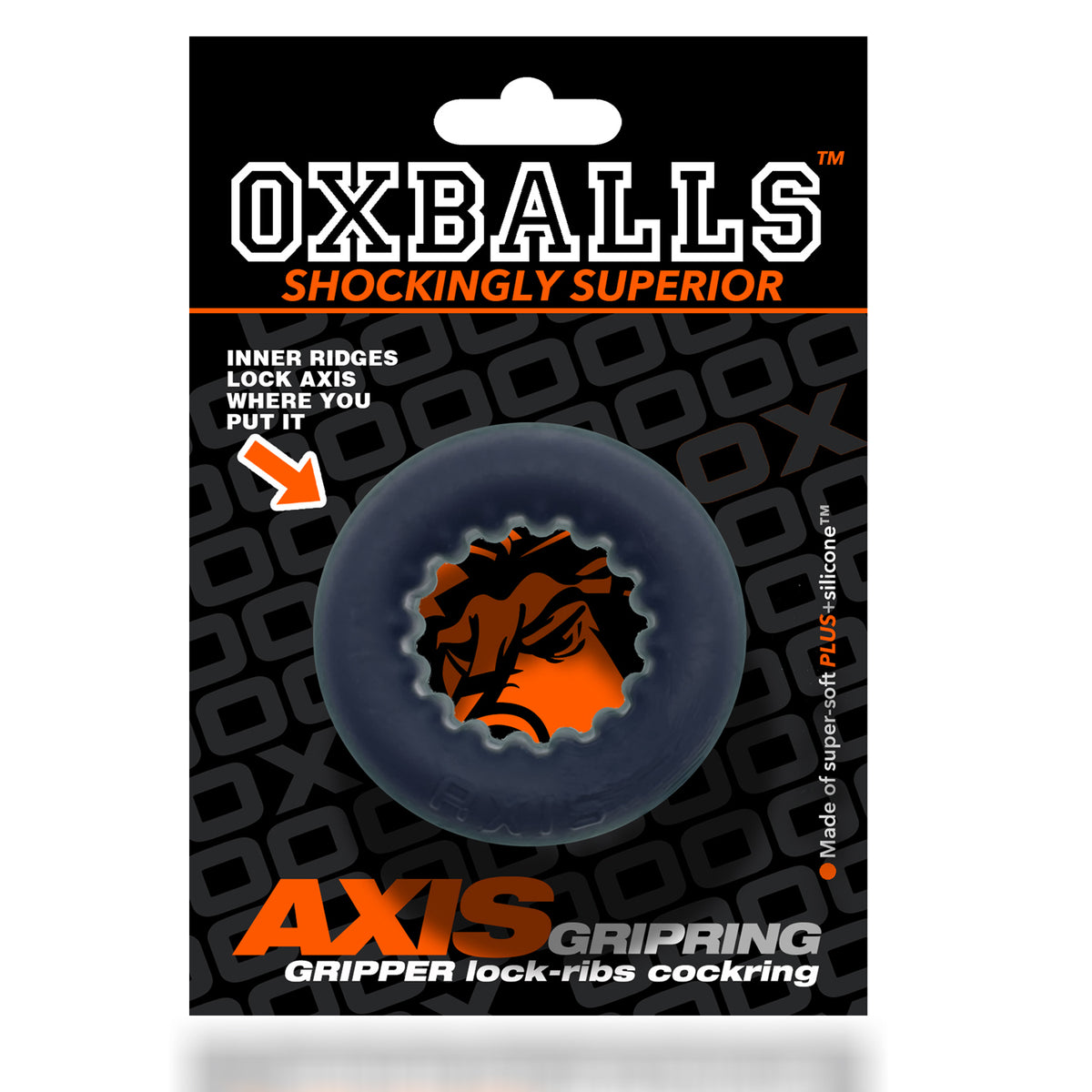 Oxballs Axis Inner Ribbed Griphold Comfort Cock Ring Black Ice