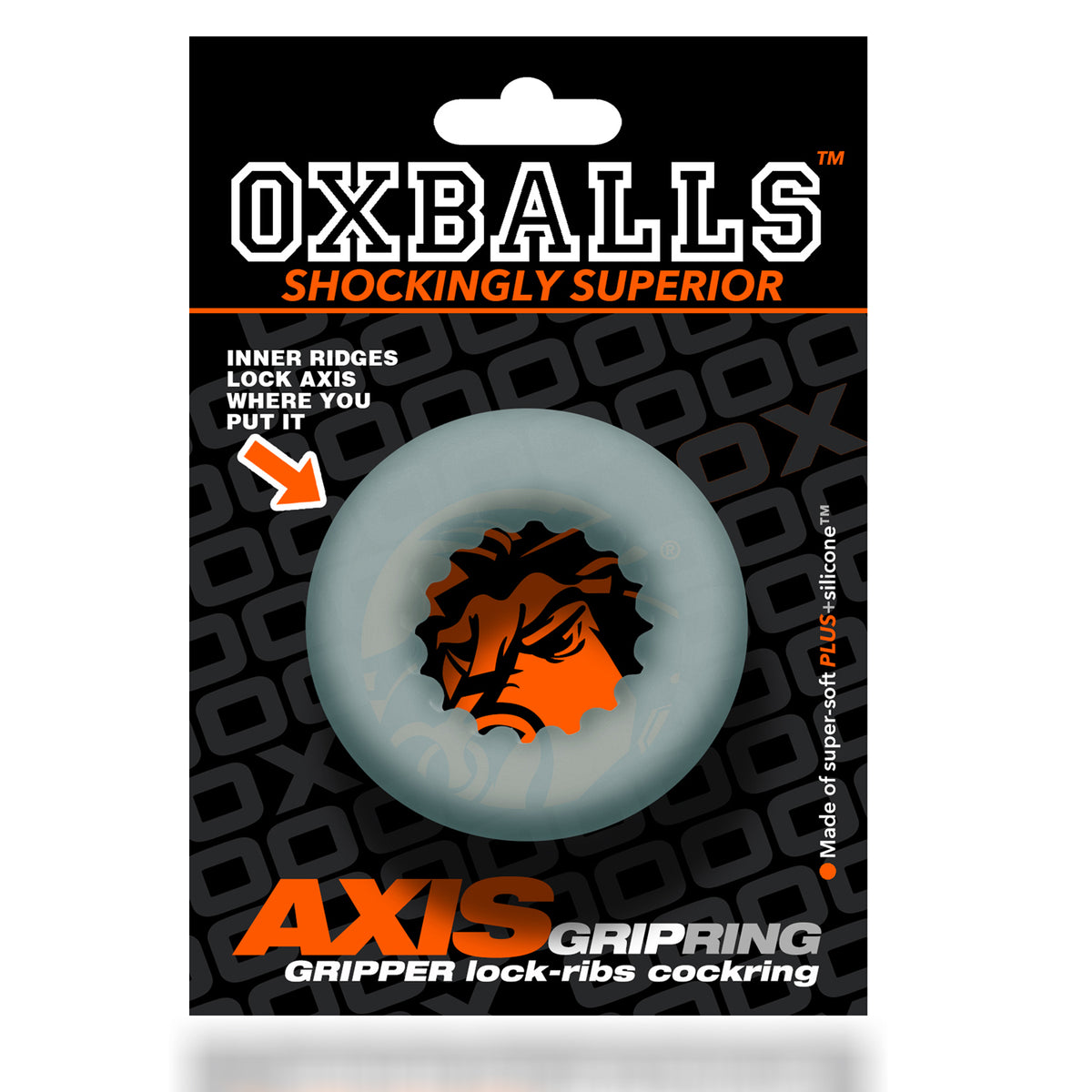 Oxballs Axis Inner Ribbed Griphold Cockring Clear Ice Edition