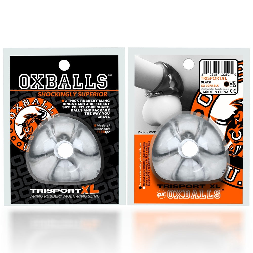 OXBALLS TRI-SPORT XL Thicker 3-Ring Cocksling Clear – Enhanced Support and Bulge Enhancement COCK RINGS Sling