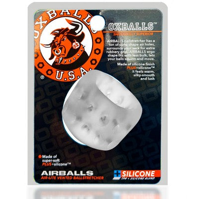 OxbBalls Airballs Air-Lite Ballstretcher Clear Ice Silicone Vented Medium > Sex Toys For Men > Ball Stretchers