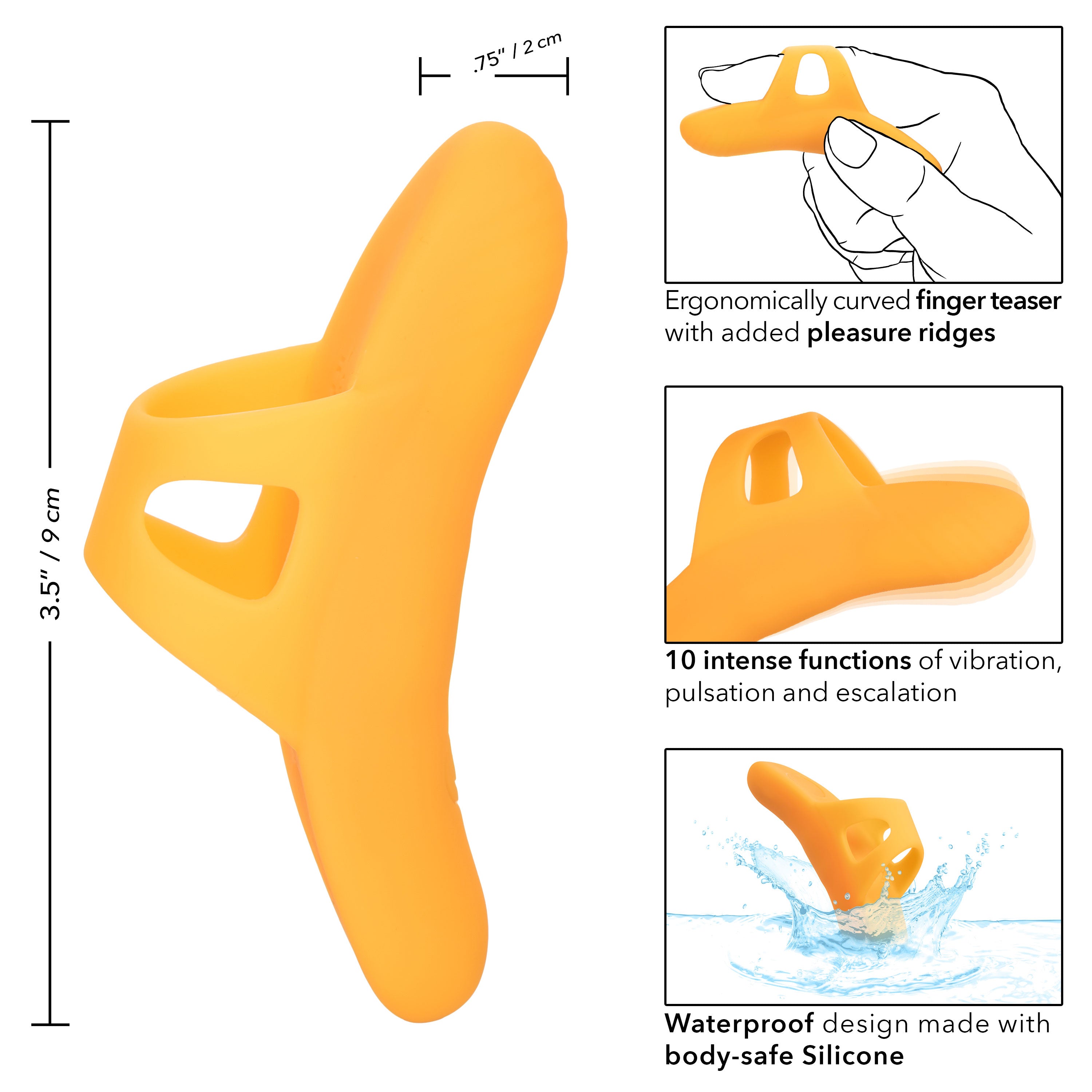Neon Vibes The Pleasure Vibe (Orange) – Rechargeable Ergonomic Finger Vibrator with 10 Functions > Vibrators > Finger Vibrators