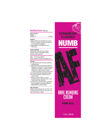 Numb Af Strawberry Flavoured Anal Numbing Cream 44 Ml Anal Lubricant
