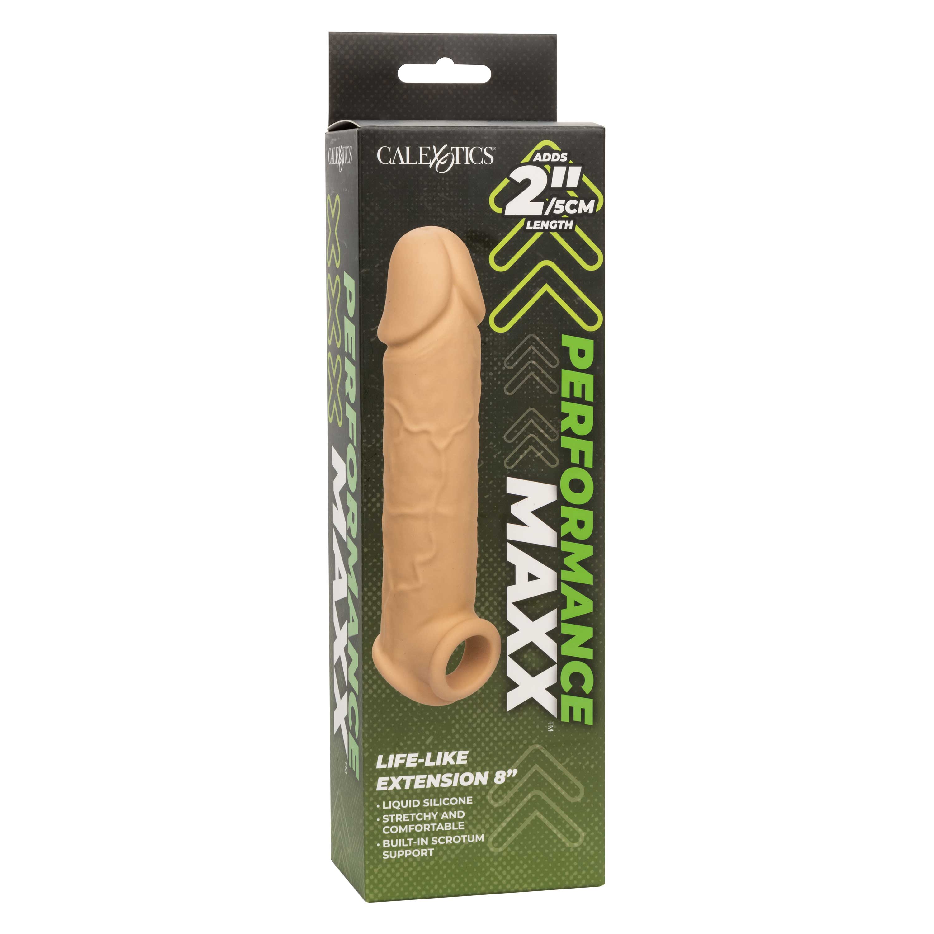 Performance Maxx Life-Like Extension 8 Inch Ivory with Scrotum Strap and Thick Sleeve Default Title > Sex Toys For Men > Penis Sleeves