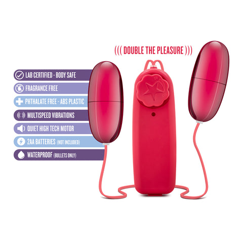 B Yours Double Pop Eggs Cerise Vibrating Pleasure Set BULLETS
