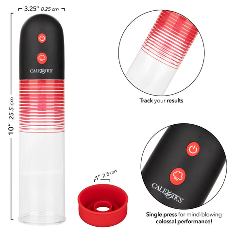 Optimum Series Big Man’s Rechargeable EZ Pump with Clear Cylinder and Red Silicone Base PUMPS