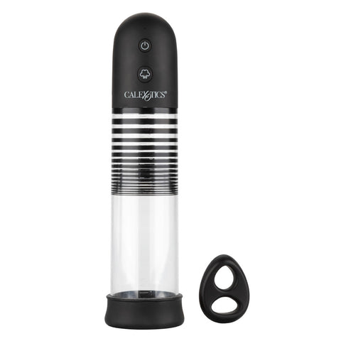 Optimum Series Rechargeable EZ Pump Kit with Ultra-Soft Dual Silicone Ring, Black and Clear PUMPS Male Electric