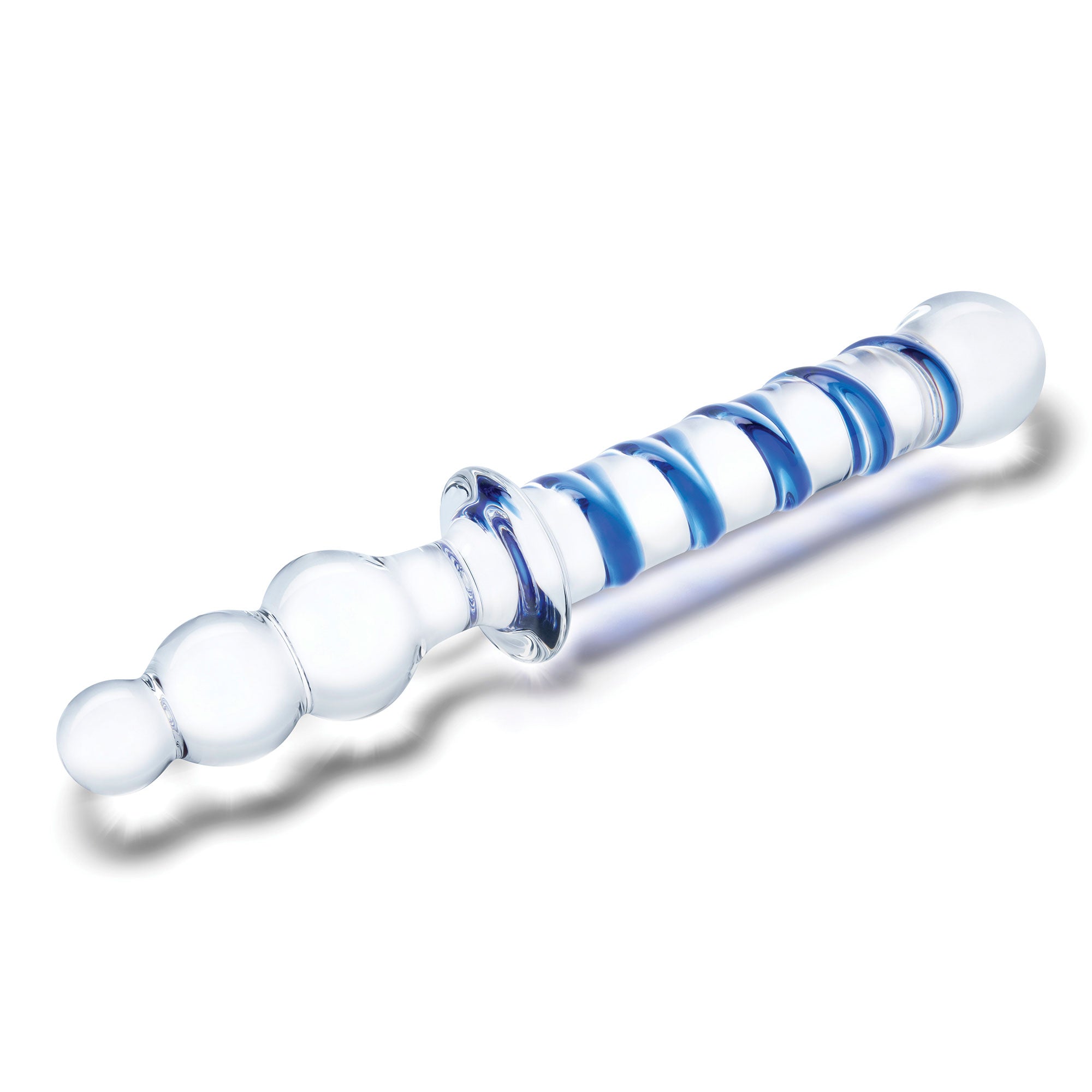 Glas 10 Inch Twister Dual-Ended Glass Dildo with Blue Spiral Design > Glass > Dildos