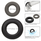 Alpha Liquid Silicone Prolong Set of 2 Stretchy Comfortable Rings in Black, Small 0.75” and Large 1” Diameter > Cock Ring > Sets