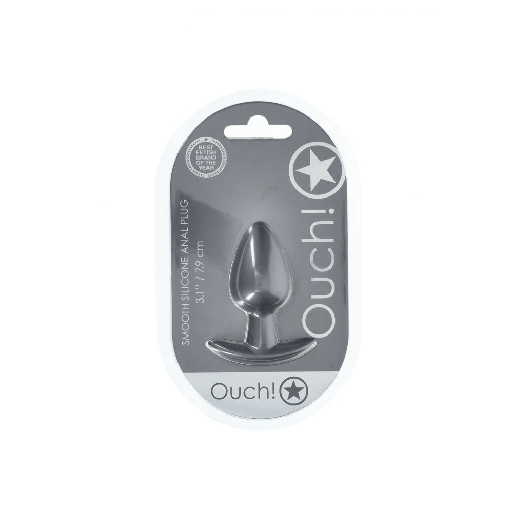 Ouch Anal Plug Medium Gun Metal Grey 3.1 Inches Butt Plug Butt Plugs
