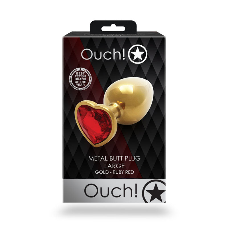 Ouch Heart Gem Gold Butt Plug Large > Anal Range > Jewel Butt Plugs