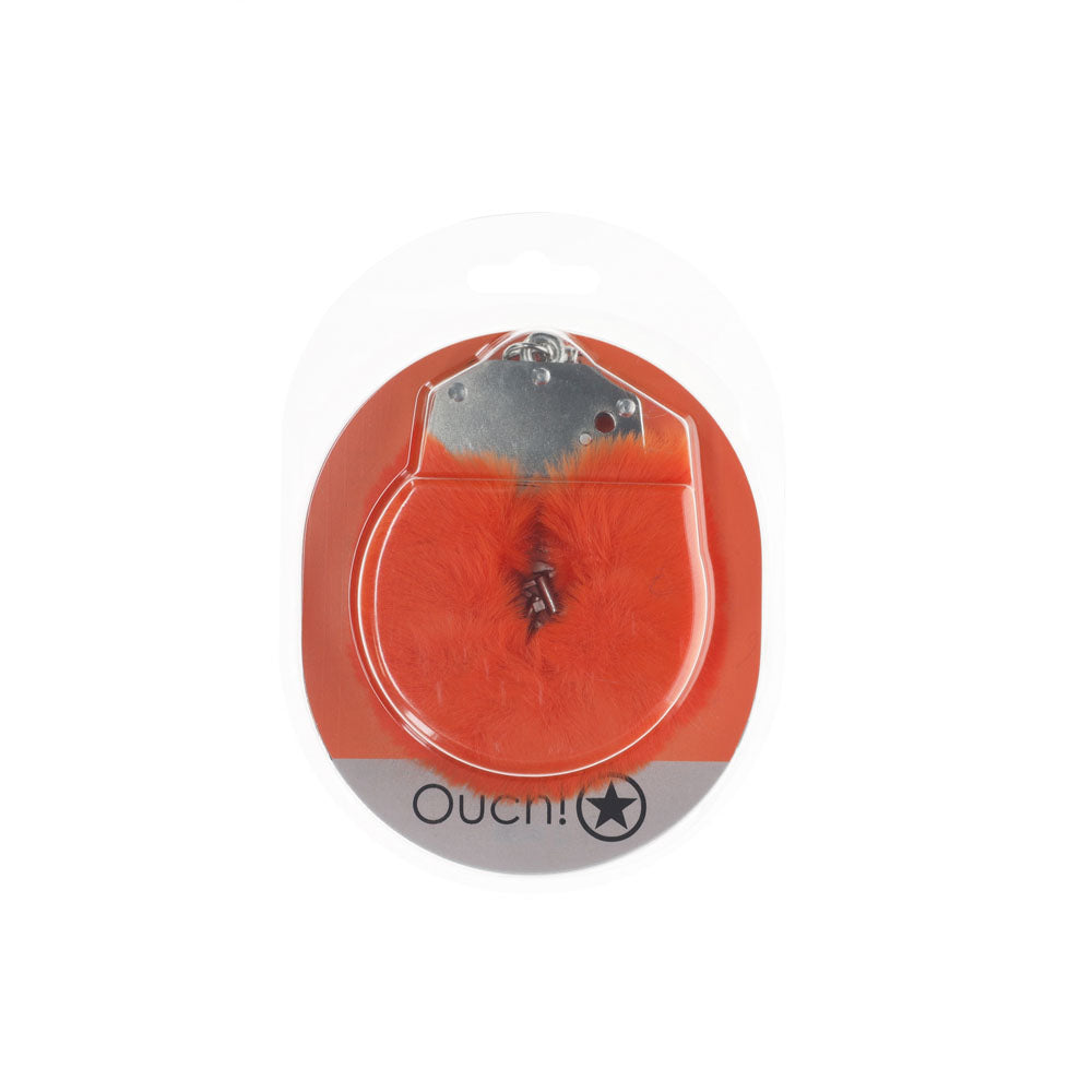 Ouch Heavy Duty Fluffy Cuffs Orange Plush Restraints Secondary image