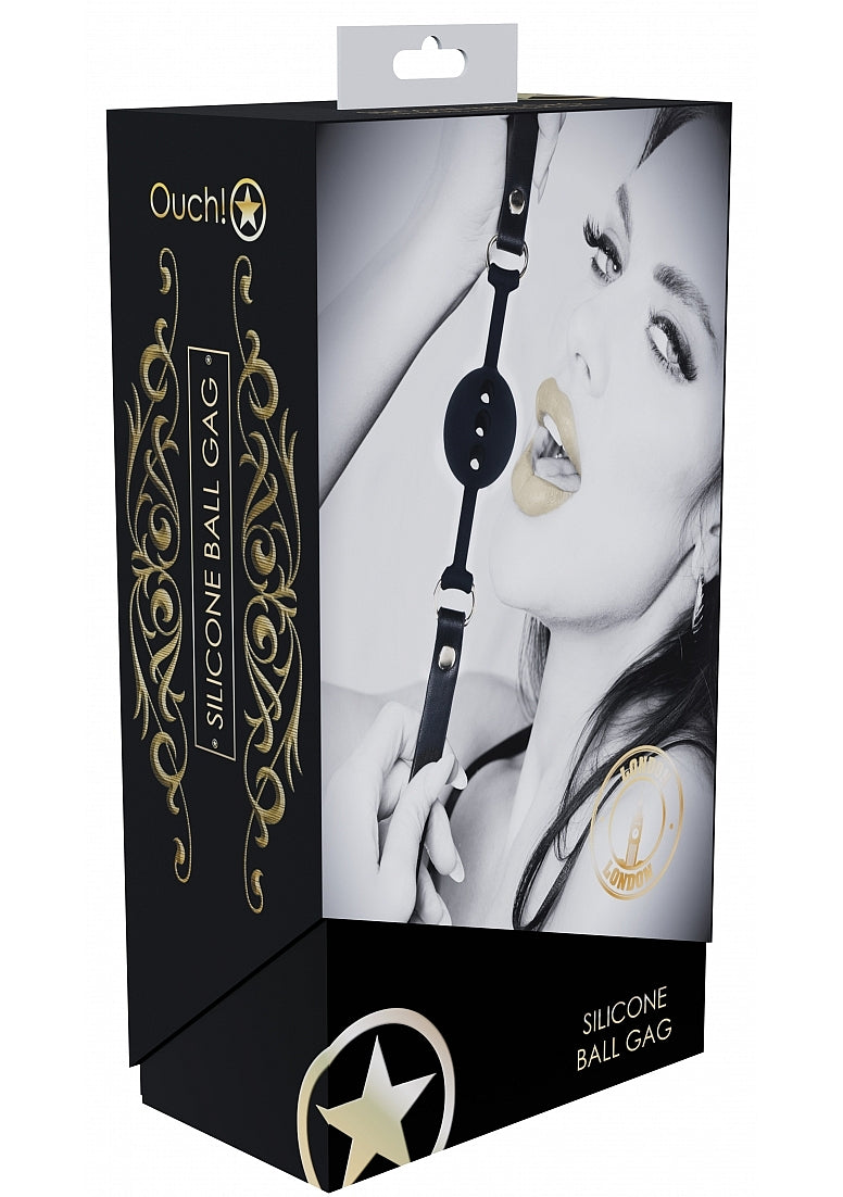 Ouch London Collection Silicone Ball Gag with Adjustable PU Leather Straps and Iridescent Hardware Secondary image