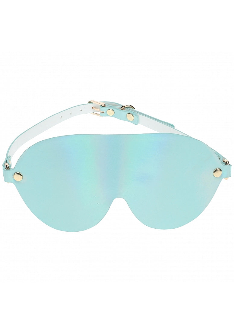 Ouch! Paris Collection Light Blue PU Leather Blindfold with Iridescent Hardware > Bondage Gear > Blindfolds Main image
