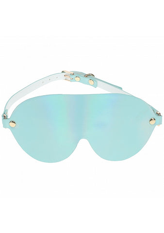 Ouch! Paris Collection Light Blue PU Leather Blindfold with Iridescent Hardware Blindfold