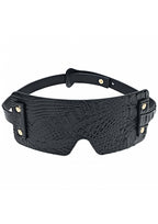 Ouch Rome Collection Blindfold Black PU Leather with Iridescent Hardware > Bondage Gear > Blindfolds