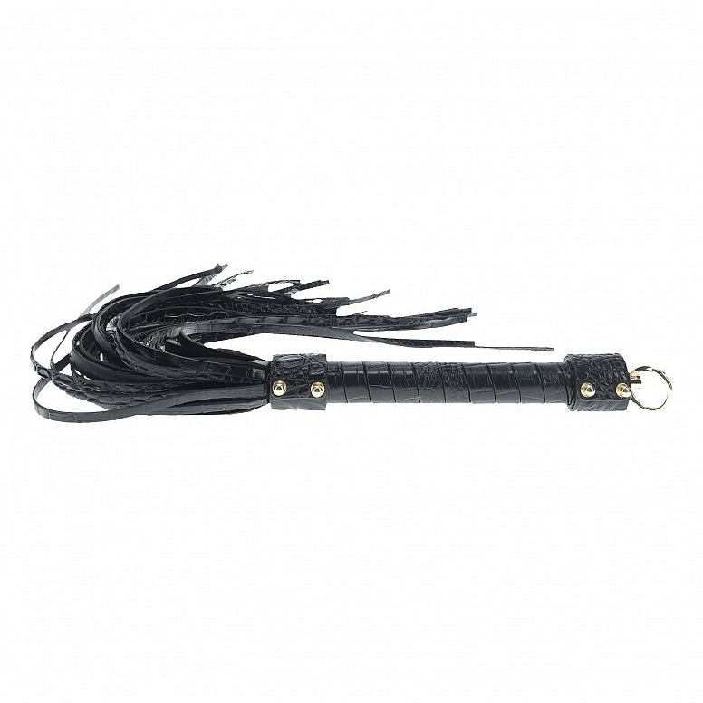 Ouch Rome Collection Flogger Black PU Leather with Iridescent Hardware > Bondage Gear > Whips & Floggers