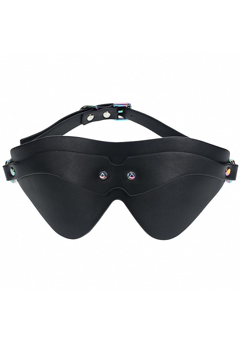 Ouch Venice Collection Blindfold Black PU Leather with Iridescent Hardware > Bondage Gear > Blindfolds Main image