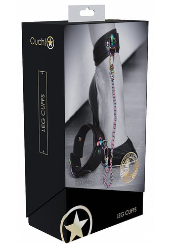 Ouch! Venice Collection Leg Cuffs with Iridescent Hardware and Adjustable Black Straps > Bondage Gear > Restraints