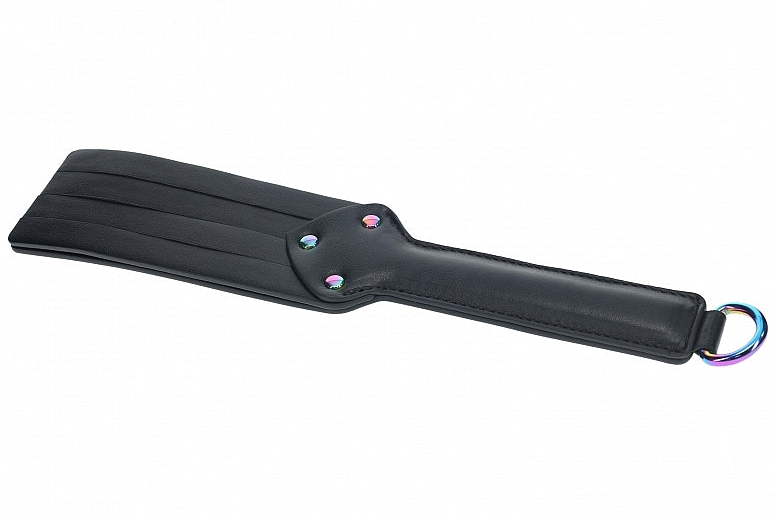 Ouch Venice Collection Paddle Black PU Leather with Iridescent Hardware > Bondage Gear > Paddles