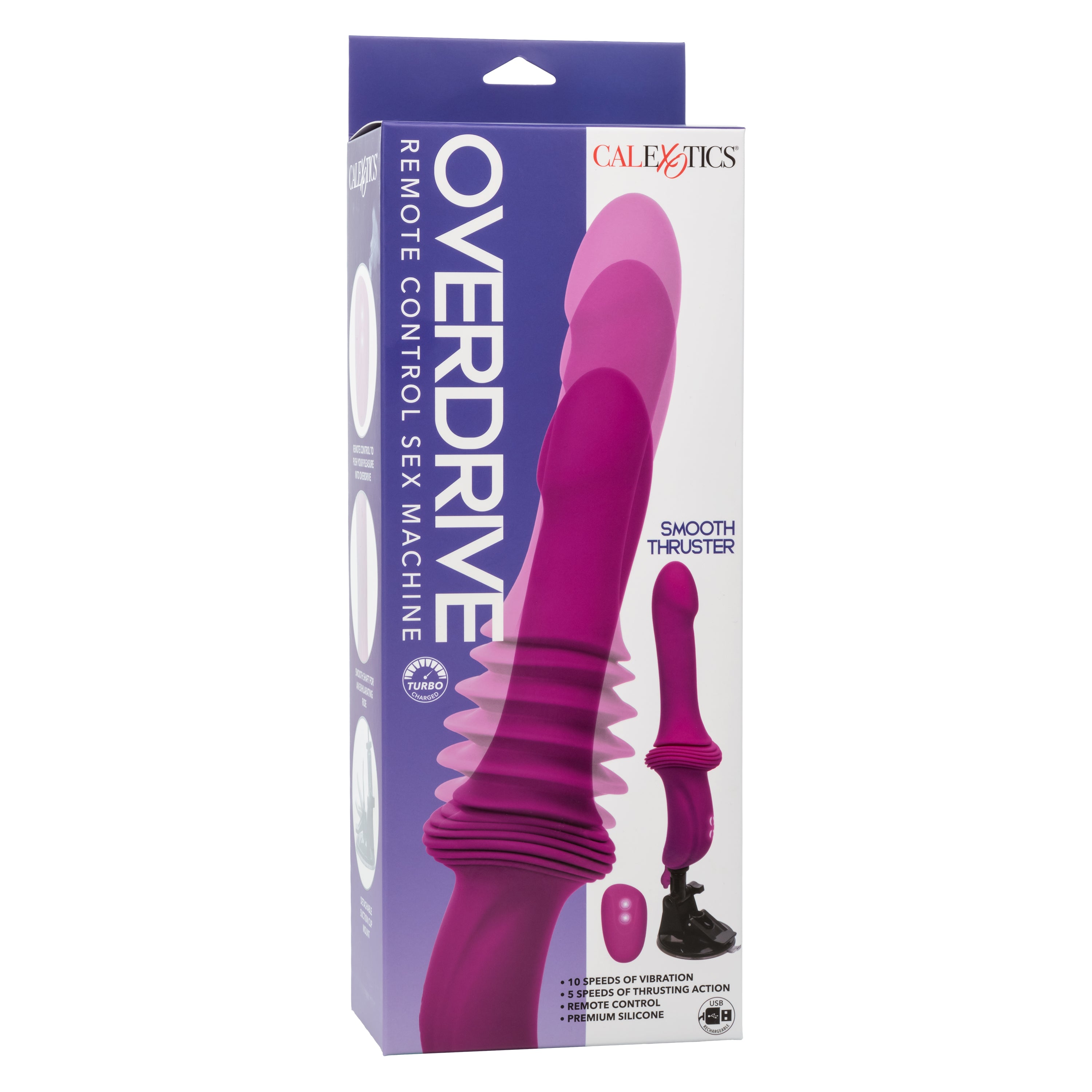 Overdrive Remote Control Sex Machine Smooth Thruster in Purple with 10 Vibration Speeds and 5 Thrusting Speeds Sex Machines