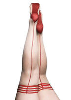 Kixies Whitney Nude Seam Thigh Highs Size A Red > Clothes > Hosiery > Stockings
