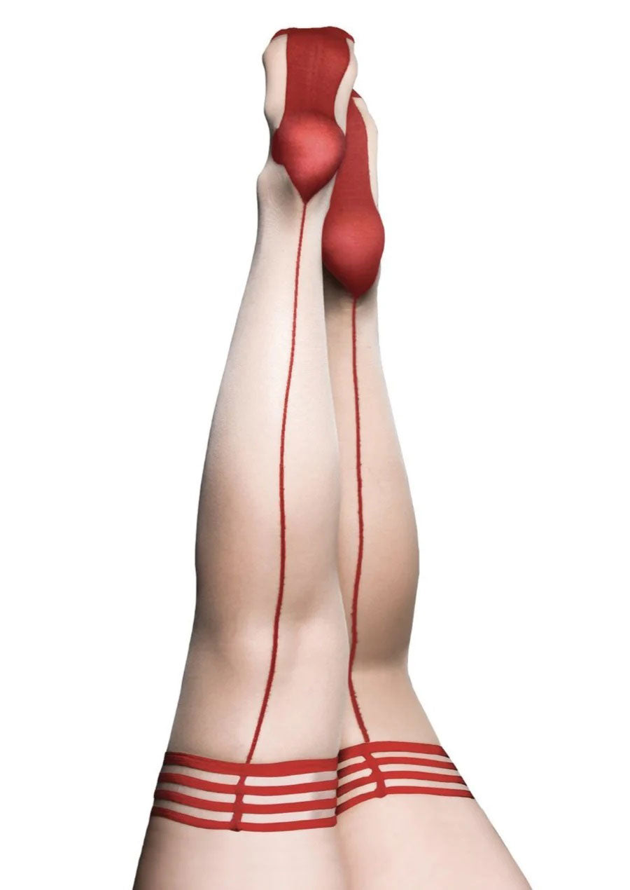 Kixies Whitney Nude Seam Thigh Highs Size A Red > Clothes > Hosiery > Stockings