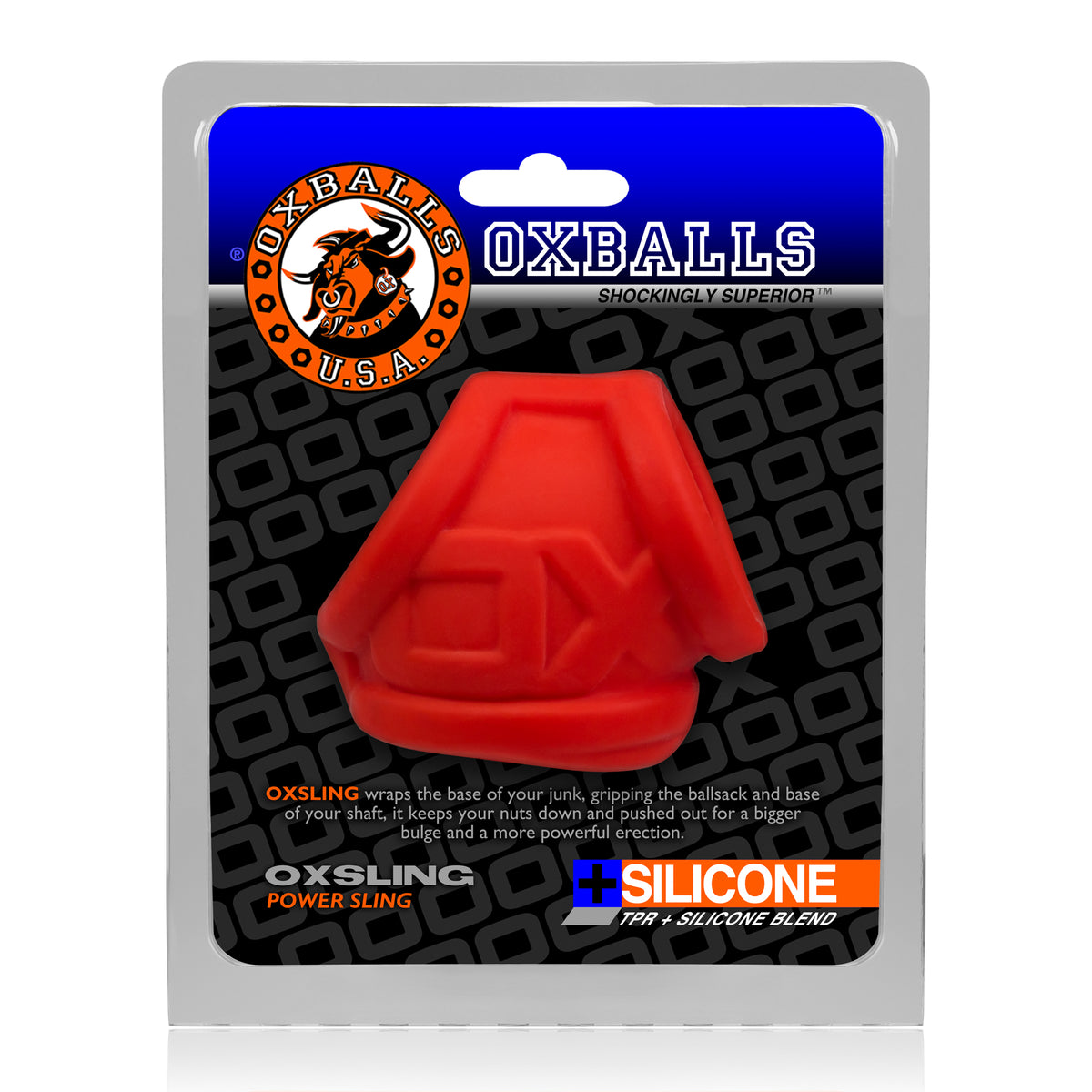 OxBalls Oxsling (Red Ice) Silicone Power Sling – Durable Silicone Cock Sling > Cock Ring > Sling