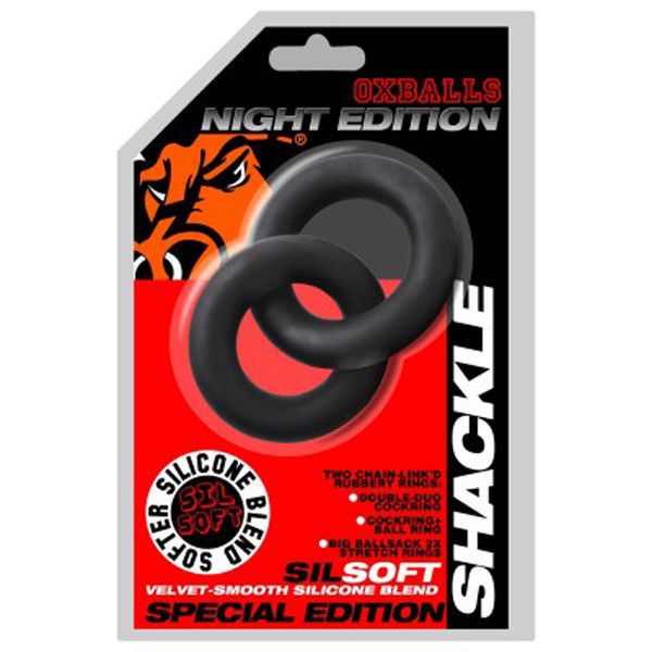 Oxballs Shackle Double Link Cock Ring Black Silicone Toy COCK RING Set