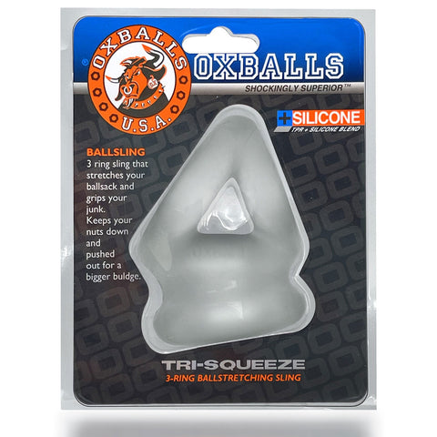 Oxballs Tri-Squeeze 3-Ring Cocksling – Extended Ballstretcher Base Comfort COCK RINGS Sling