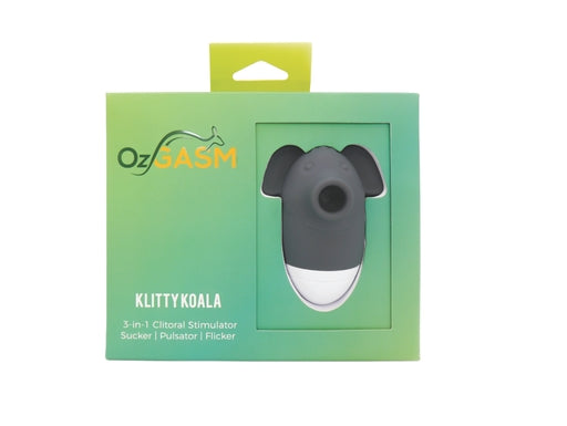 OzGasm Klitty Koala 3-in-1 Black Clitoral Stimulator with Sucker, Flicker, and Pulsator Functions > Vibrators > Ladies > Clitoral Vibrators and Stimulators Main image