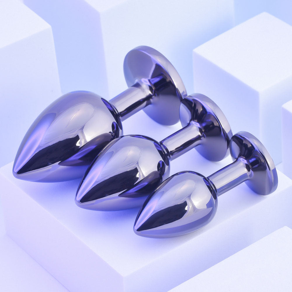Playboy Pleasure 3 Ways Hematite Plated Metal Anal Plug Set > Anal Range > Butt Plug Kits