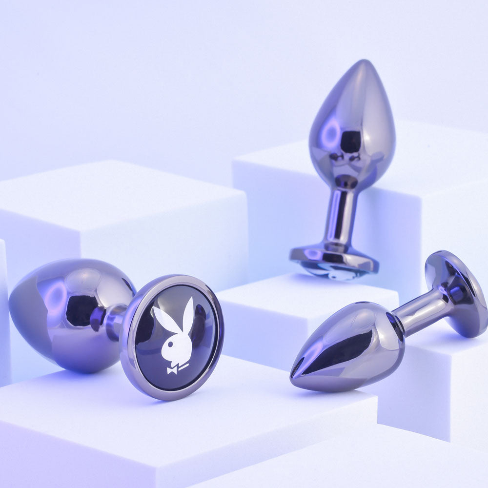 Playboy Pleasure 3 Ways Hematite Plated Metal Anal Plug Set > Anal Range > Butt Plug Kits