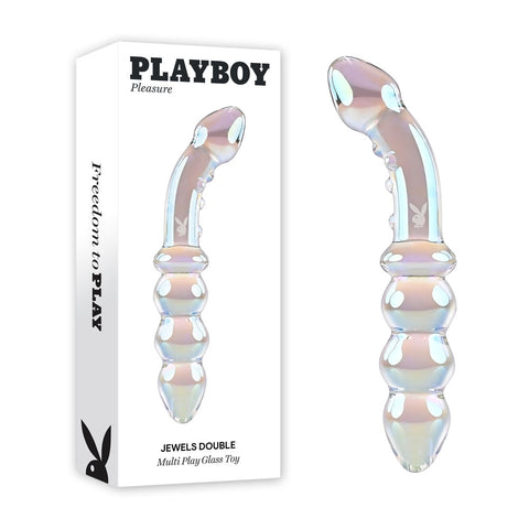 Playboy Pleasure JEWELS DOUBLE - Glass 17.1 cm Double Ended Dildo Clear > Sex Toys > Glass